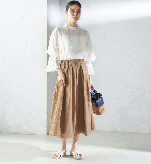 SHIPS for women「〈手洗い可能〉シルク混 シャイニー フリル スリーブ ブラウス」|シャツ・ブラウス|