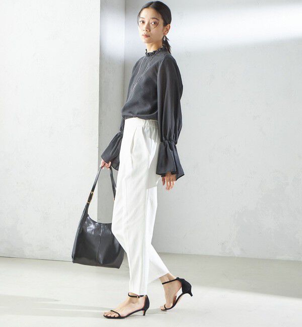 SHIPS for women「〈手洗い可能〉シルク混 シャイニー フリル スリーブ ブラウス」|シャツ・ブラウス|