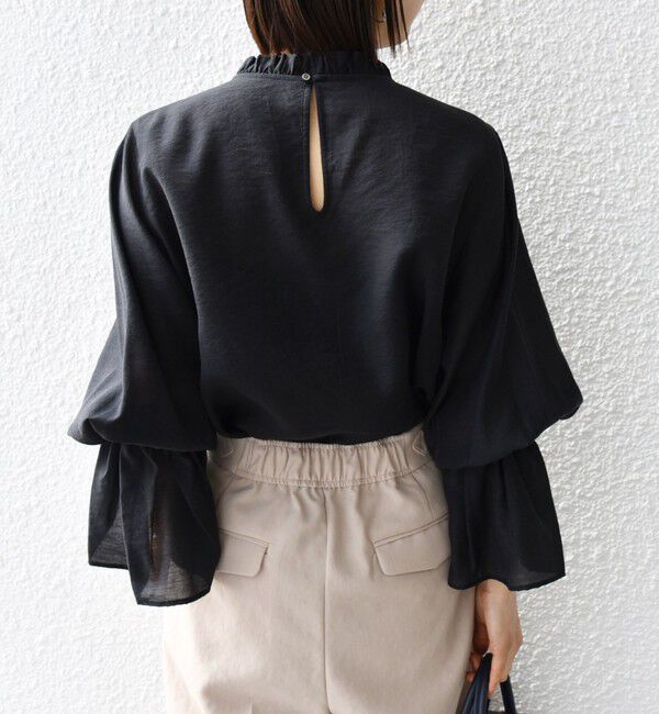 SHIPS for women「〈手洗い可能〉シルク混 シャイニー フリル スリーブ ブラウス」|シャツ・ブラウス|