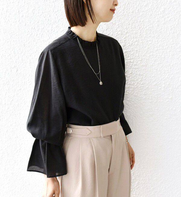 SHIPS for women「〈手洗い可能〉シルク混 シャイニー フリル スリーブ ブラウス」|シャツ・ブラウス|