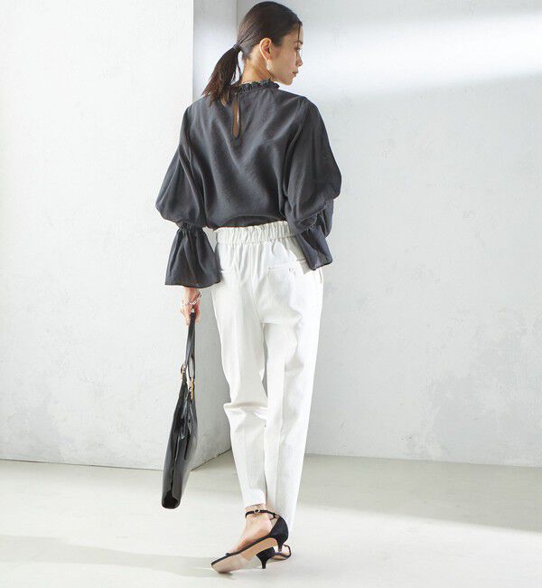 SHIPS for women「〈手洗い可能〉シルク混 シャイニー フリル スリーブ ブラウス」|シャツ・ブラウス|