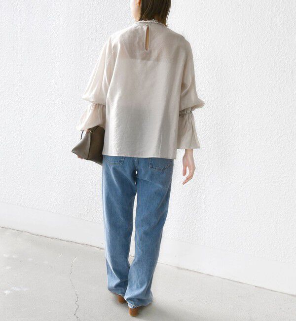 SHIPS for women「〈手洗い可能〉シルク混 シャイニー フリル スリーブ ブラウス」|シャツ・ブラウス|