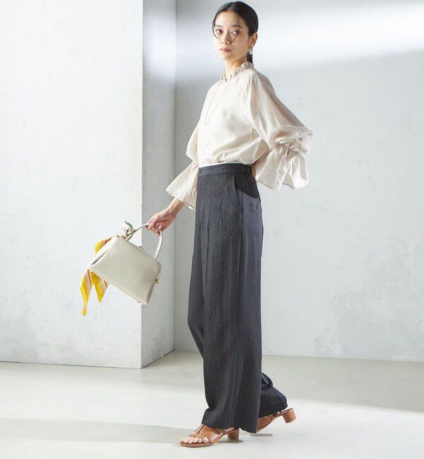 SHIPS for women「〈手洗い可能〉シルク混 シャイニー フリル スリーブ ブラウス」|シャツ・ブラウス|