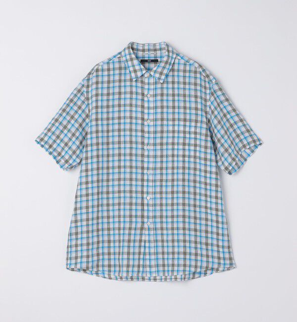 SHIPS「SHIPS: レイモンド レギュラーカラー リネン チェック ショートスリーブ シャツ」|シャツ・ブラウス|