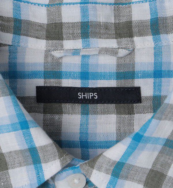 SHIPS「SHIPS: レイモンド レギュラーカラー リネン チェック ショートスリーブ シャツ」|シャツ・ブラウス|