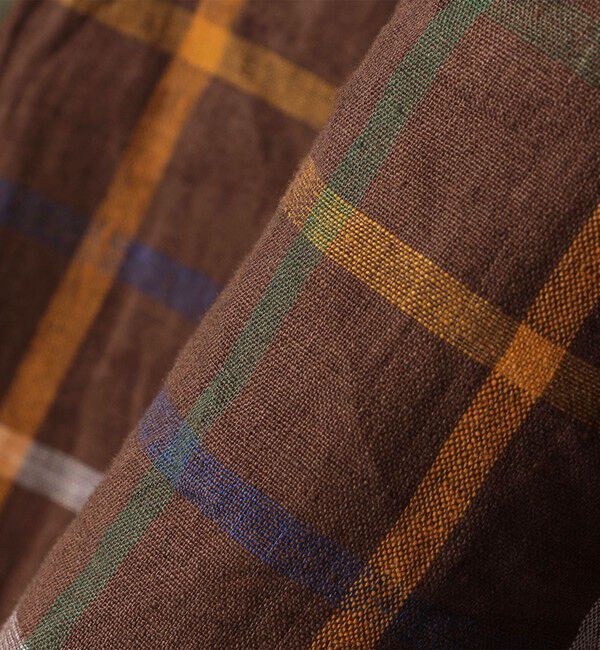 SHIPS「SHIPS: レイモンド レギュラーカラー リネン チェック ショートスリーブ シャツ」|シャツ・ブラウス|