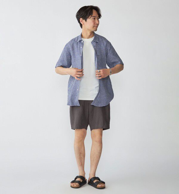 SHIPS「SHIPS: レイモンド レギュラーカラー リネン チェック ショートスリーブ シャツ」|シャツ・ブラウス|