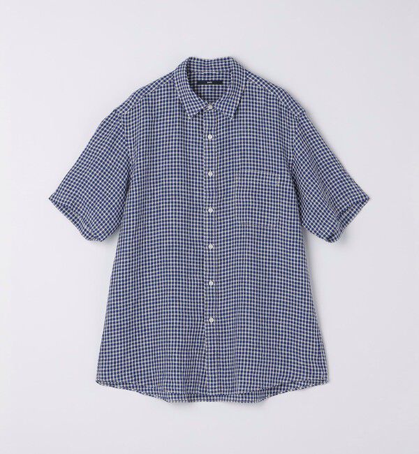 SHIPS「SHIPS: レイモンド レギュラーカラー リネン チェック ショートスリーブ シャツ」|シャツ・ブラウス|