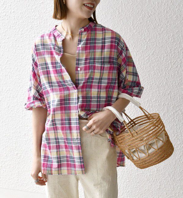 SHIPS any「SHIPS any:〈洗濯機可能〉マドラス チェック オーバーサイズ シャツ」|シャツ・ブラウス|