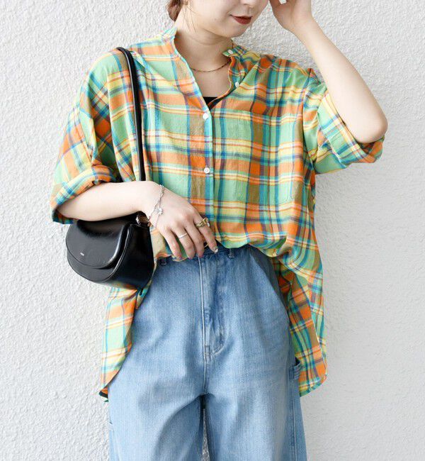 SHIPS any「SHIPS any:〈洗濯機可能〉マドラス チェック オーバーサイズ シャツ」|シャツ・ブラウス|