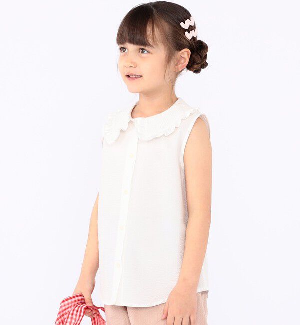 SHIPS KIDS「SHIPS KIDS:100～130cm / フリルカラー ノースリーブ ブラウス」|シャツ・ブラウス|