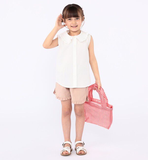 SHIPS KIDS「SHIPS KIDS:100～130cm / フリルカラー ノースリーブ ブラウス」|シャツ・ブラウス|