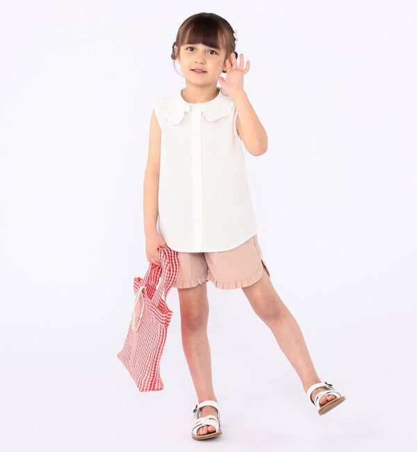SHIPS KIDS「SHIPS KIDS:100～130cm / フリルカラー ノースリーブ ブラウス」|シャツ・ブラウス|