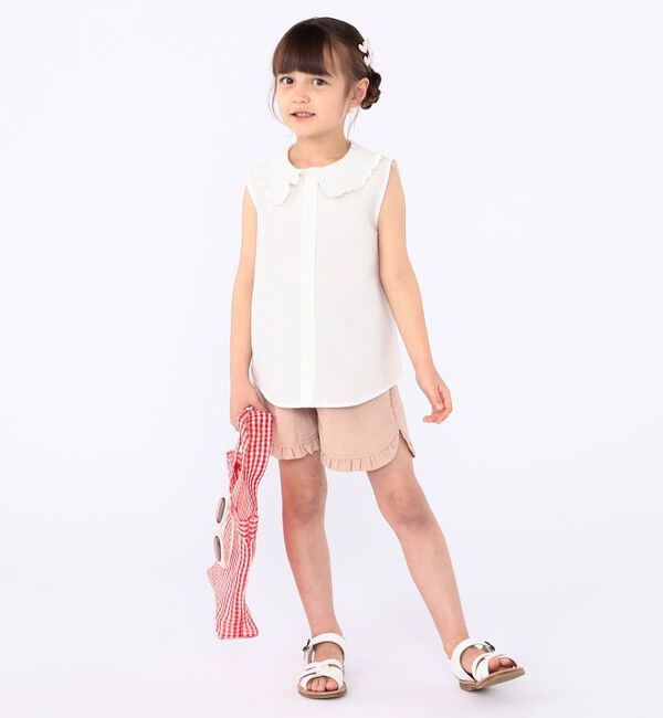 SHIPS KIDS「SHIPS KIDS:100～130cm / フリルカラー ノースリーブ ブラウス」|シャツ・ブラウス|