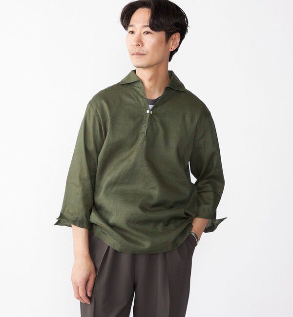 SHIPS「SHIPS: フレックスリネン 7スリーブ カプリ シャツ」|シャツ・ブラウス|