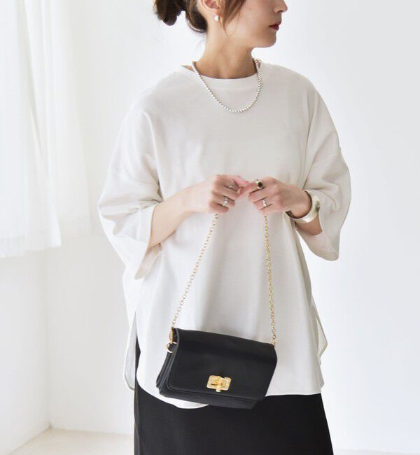 quaranciel「quaranciel:〈接触冷感/汗染み防止加工/洗濯機可能〉ラウンドヘム クルー ビッグ TEE」|Tシャツ・カットソー|