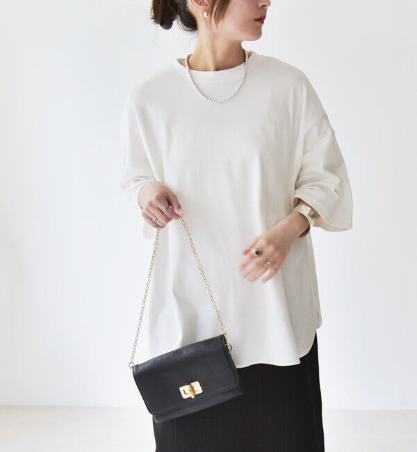 quaranciel「quaranciel:〈接触冷感/汗染み防止加工/洗濯機可能〉ラウンドヘム クルー ビッグ TEE」|Tシャツ・カットソー|