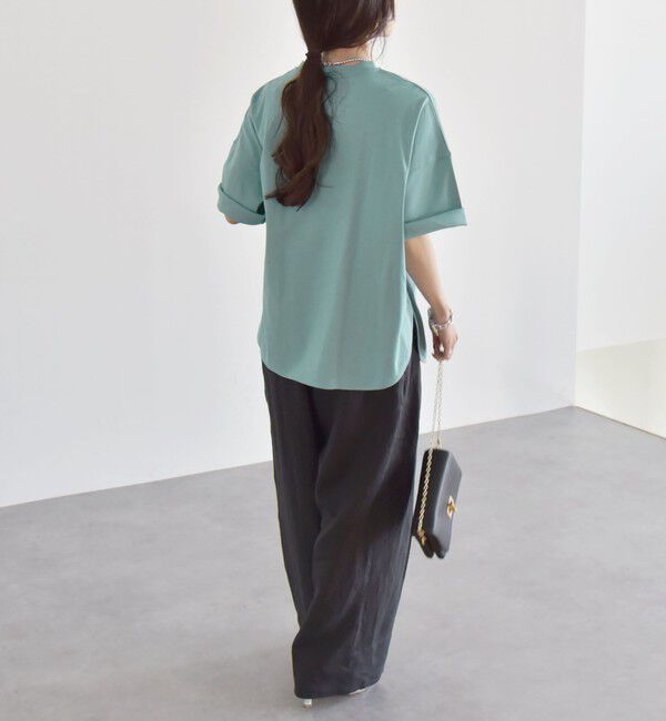 quaranciel「quaranciel:〈接触冷感/汗染み防止加工/洗濯機可能〉ラウンドヘム クルー ビッグ TEE」|Tシャツ・カットソー|