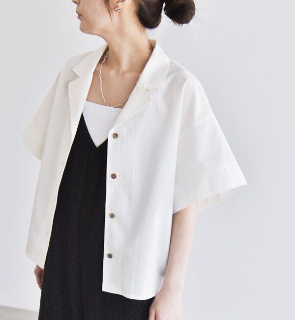 quaranciel「quaranciel:〈洗濯機可能〉ミニサッカー ハーフスリーブ 開襟 シャツ」|シャツ・ブラウス|