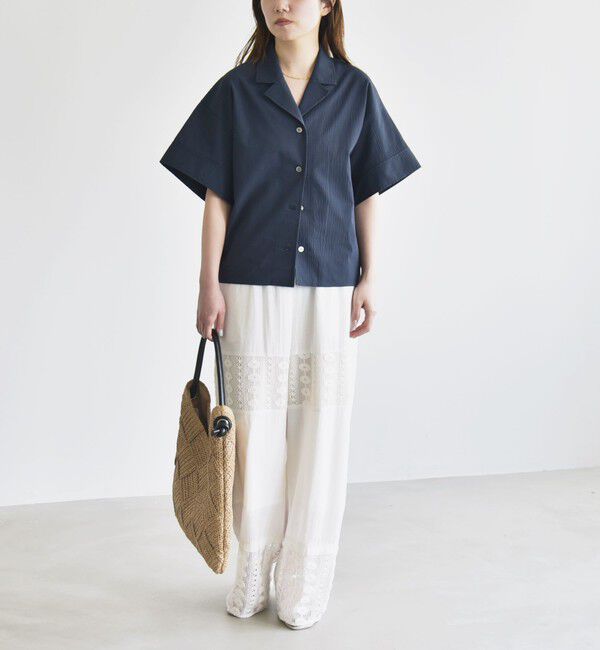 quaranciel「quaranciel:〈洗濯機可能〉ミニサッカー ハーフスリーブ 開襟 シャツ」|シャツ・ブラウス|