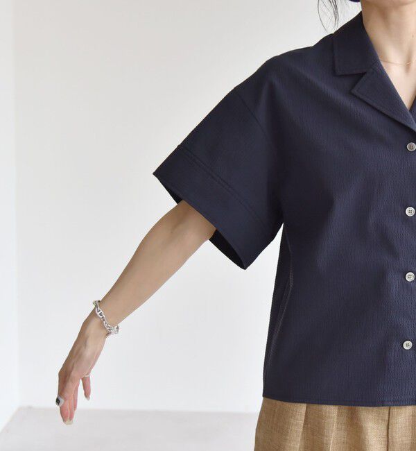 quaranciel「quaranciel:〈洗濯機可能〉ミニサッカー ハーフスリーブ 開襟 シャツ」|シャツ・ブラウス|