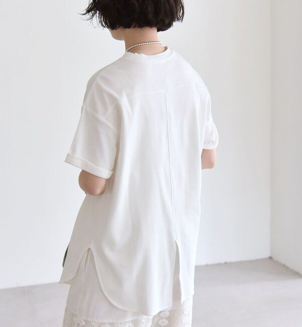 quaranciel「quaranciel:〈接触冷感/汗染み防止/洗濯機可能〉スリット ルーズ チュニック TEE」|Tシャツ・カットソー|