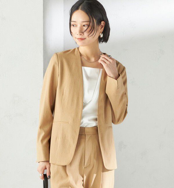 SHIPS for women「〈手洗い可能〉FUNCTIONAL カラーレス ジャケット（セットアップ対応）」|ノーカラージャケット|