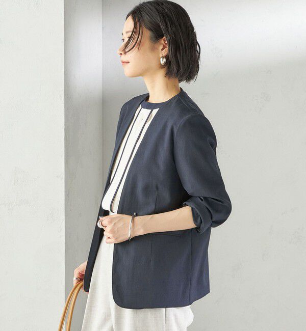 SHIPS for women「〈手洗い可能〉FUNCTIONAL カラーレス ジャケット（セットアップ対応）」|ノーカラージャケット|