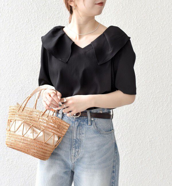 SHIPS any「【WEB限定】SHIPS any:〈洗濯機可能〉ラフ サテン フリルカラー ブラウス 25SS」|シャツ・ブラウス|