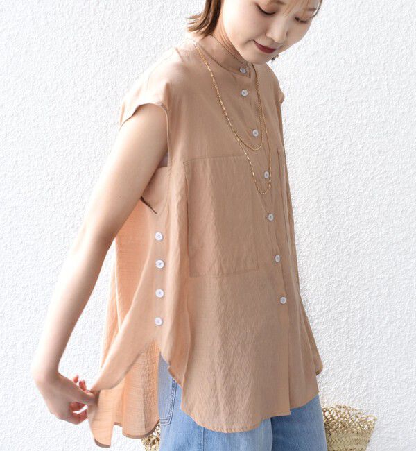 SHIPS for women「【WEB限定】〈手洗い可能〉サイド ボタン バック レイヤード ブラウス」|シャツ・ブラウス|ベージュ系