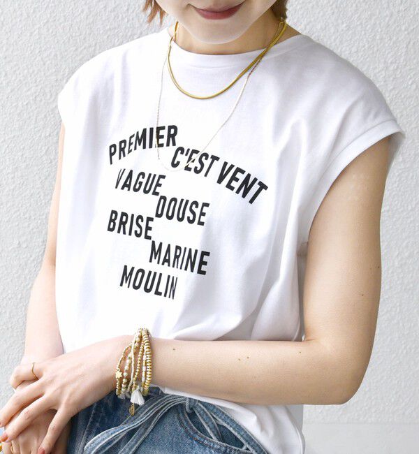 SHIPS for women「プラチナ ヴェール フレンチ スリーブ TEE」|Tシャツ・カットソー|ストーン