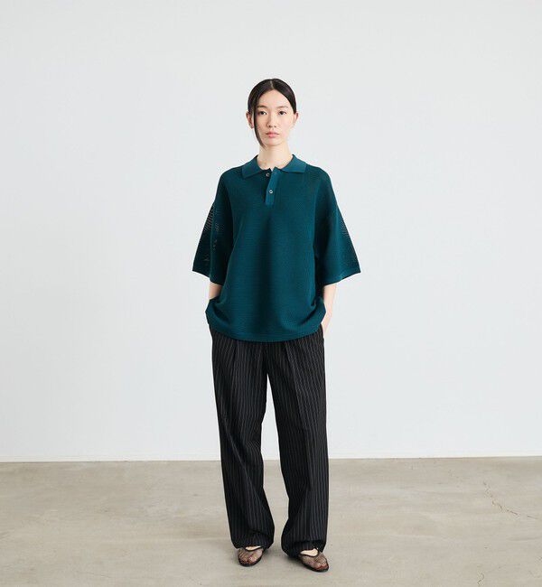 SHIPS「City Ambient Products:〈手洗い可能〉ポリエステル メッシュ ニット ショートスリーブ ポロ」|ポロシャツ|