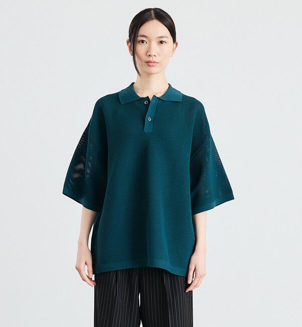 SHIPS「City Ambient Products:〈手洗い可能〉ポリエステル メッシュ ニット ショートスリーブ ポロ」|ポロシャツ|