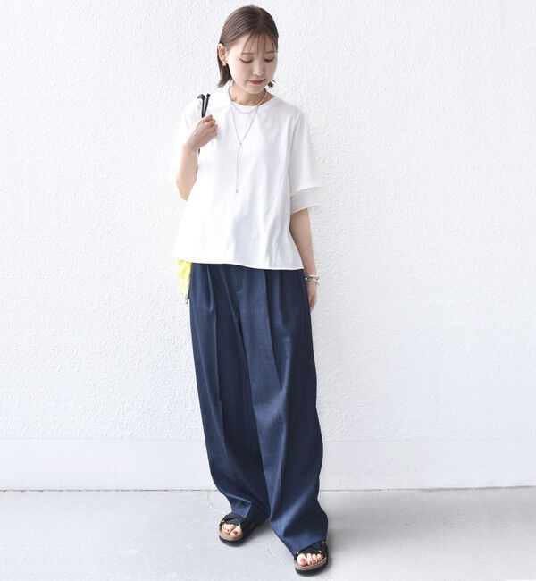 SHIPS for women「〈接触冷感 / UVカット〉シアー オーガンジー コンビ プルオーバー」|Tシャツ・カットソー|