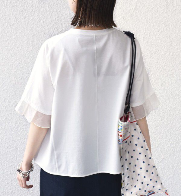 SHIPS for women「〈接触冷感 / UVカット〉シアー オーガンジー コンビ プルオーバー」|Tシャツ・カットソー|