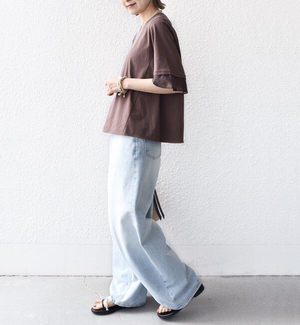 SHIPS for women「〈接触冷感 / UVカット〉シアー オーガンジー コンビ プルオーバー」|Tシャツ・カットソー|