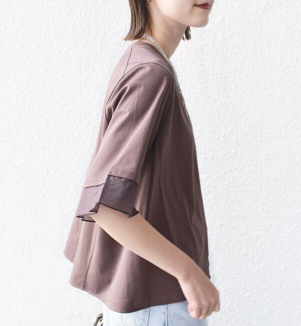 SHIPS for women「〈接触冷感 / UVカット〉シアー オーガンジー コンビ プルオーバー」|Tシャツ・カットソー|