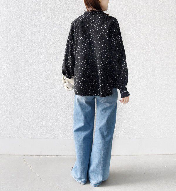 SHIPS for women「《予約》【WEB限定】〈手洗い可能〉ドット 花柄 袖 シャーリング ブラウス」|シャツ・ブラウス|