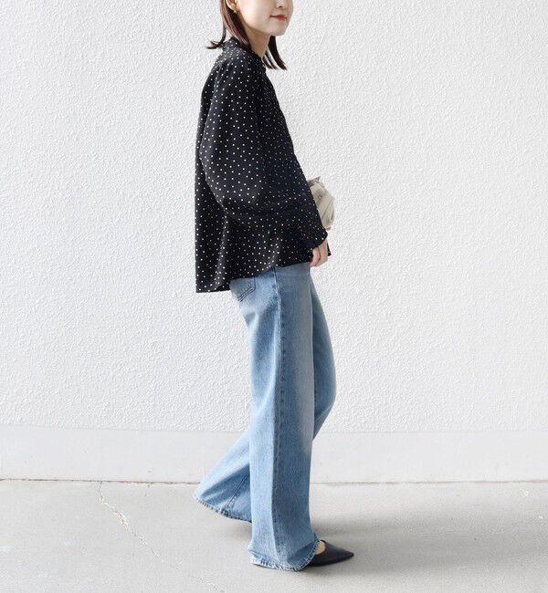 SHIPS for women「《予約》【WEB限定】〈手洗い可能〉ドット 花柄 袖 シャーリング ブラウス」|シャツ・ブラウス|