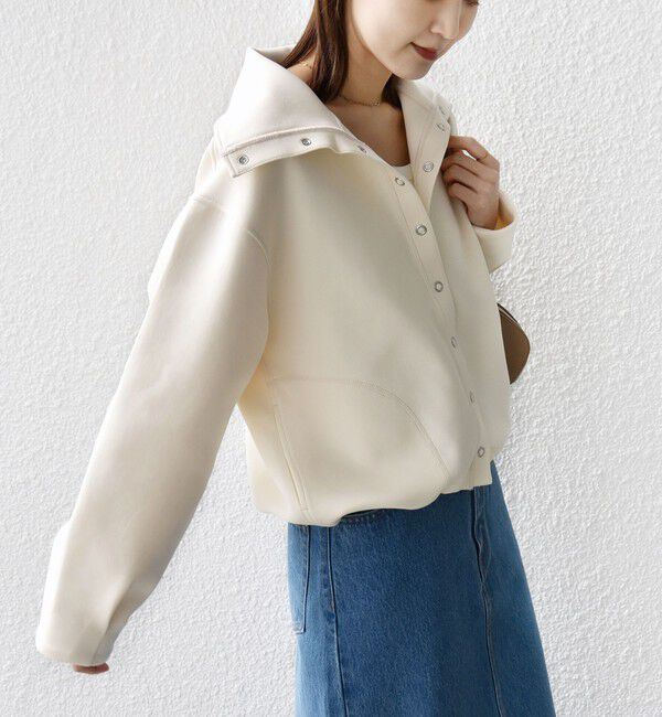 SHIPS for women「《予約》【WEB限定】〈手洗い可能〉裾 ドロスト ダンボール スナップ ボタン カーディガン」|カーディガン|オフホワイト