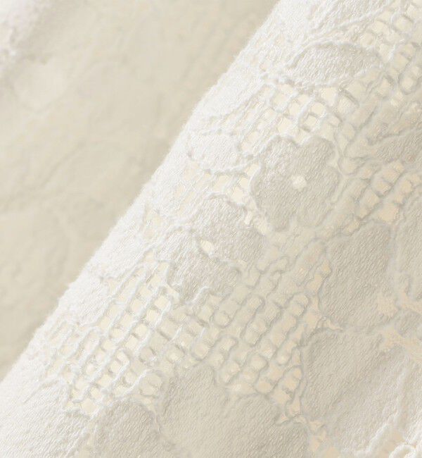 SHIPS any「《予約》SHIPS any:〈手洗い可能〉フラワー メッシュ レース バンドカラー タック シャツ」|シャツ・ブラウス|