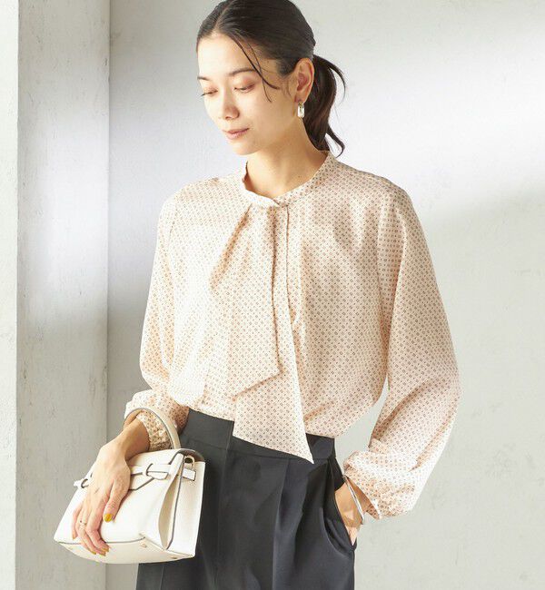 SHIPS for women「〈手洗い可能〉プリント タイ 長袖 ブラウス」|シャツ・ブラウス|ベージュ系