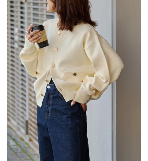 OUTDOOR PRODUCTS Usual Things「≪予約≫スウェットライク金ボタンカーデ」|カーディガン|ホワイト A