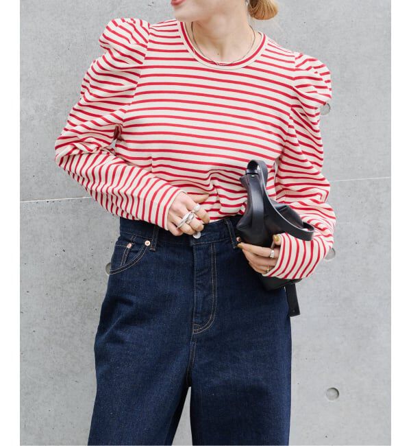 OUTDOOR PRODUCTS Usual Things「≪予約/WEB限定カラーあり≫ボリュームスリーブボーダープルオーバー」|Tシャツ・カットソー|レッド