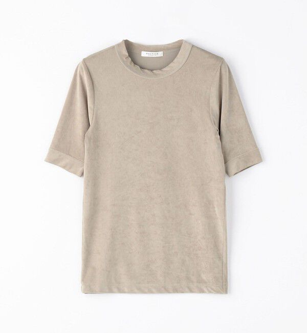 MACPHEE「トリアセテートポリエステルベロア ハーフスリーブプルオーバー」|Tシャツ・カットソー|41 ライトベージュ