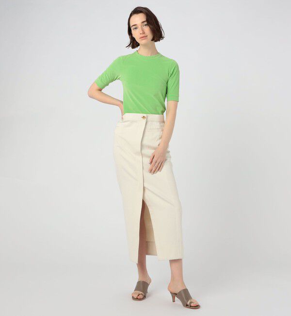 MACPHEE「トリアセテートポリエステルベロア ハーフスリーブプルオーバー」|Tシャツ・カットソー|