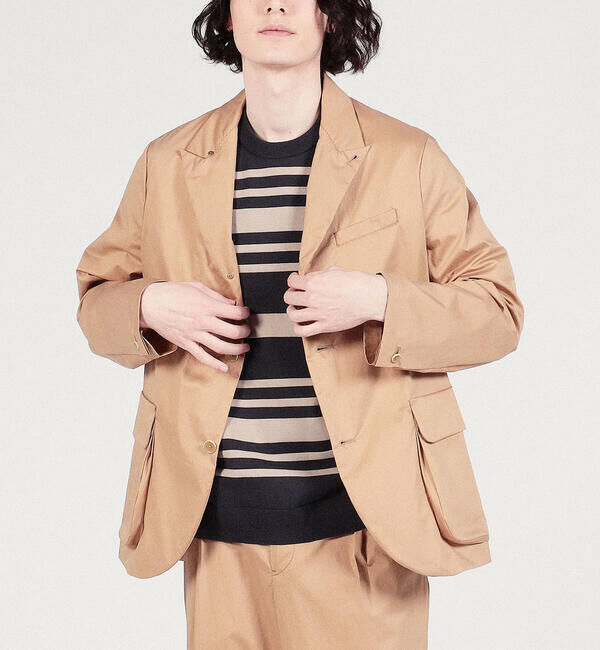 TOMORROWLAND MENS「コットンポプリン ピークドラペルシングルブレステッド3Bジャケット」|テーラードジャケット|