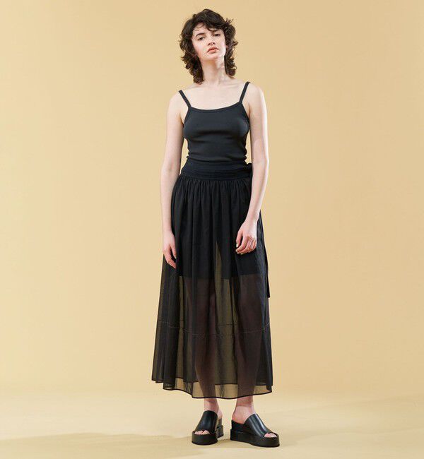 DES PRES「コットンオーガンジー 2-wayギャザースカート」|フレア|