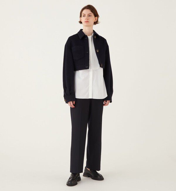 DES PRES「キッドモヘヤミニシャギー クロップドブルゾン」|ブルゾン・スタジャン|