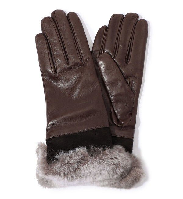 TOMORROWLAND GOODS「CARIDEI ファーコンビグローブ」|手袋|47 ダークブラウン